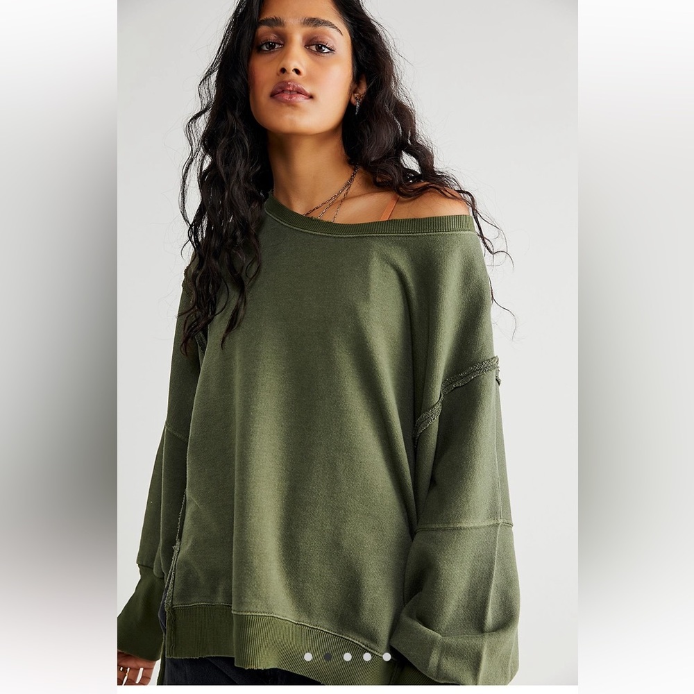 Free People Camden Sweatshirt Adventurer Olive Green XS